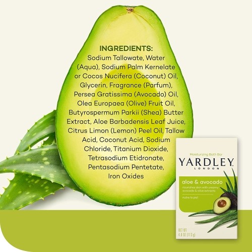 Yardley London Moisturizing Bar Fresh Aloe With Avocado Essence 4 Oz Each