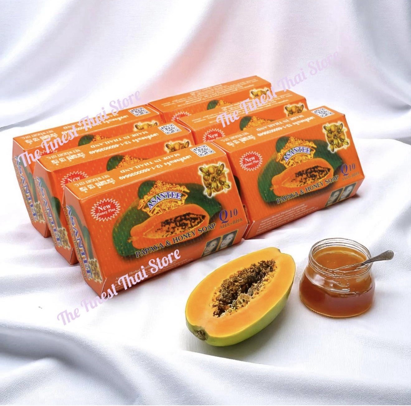 Asantee Papaya & Carrot Herbal Soap Lightening 2-in-1, Extra Whiten 6 in a pack