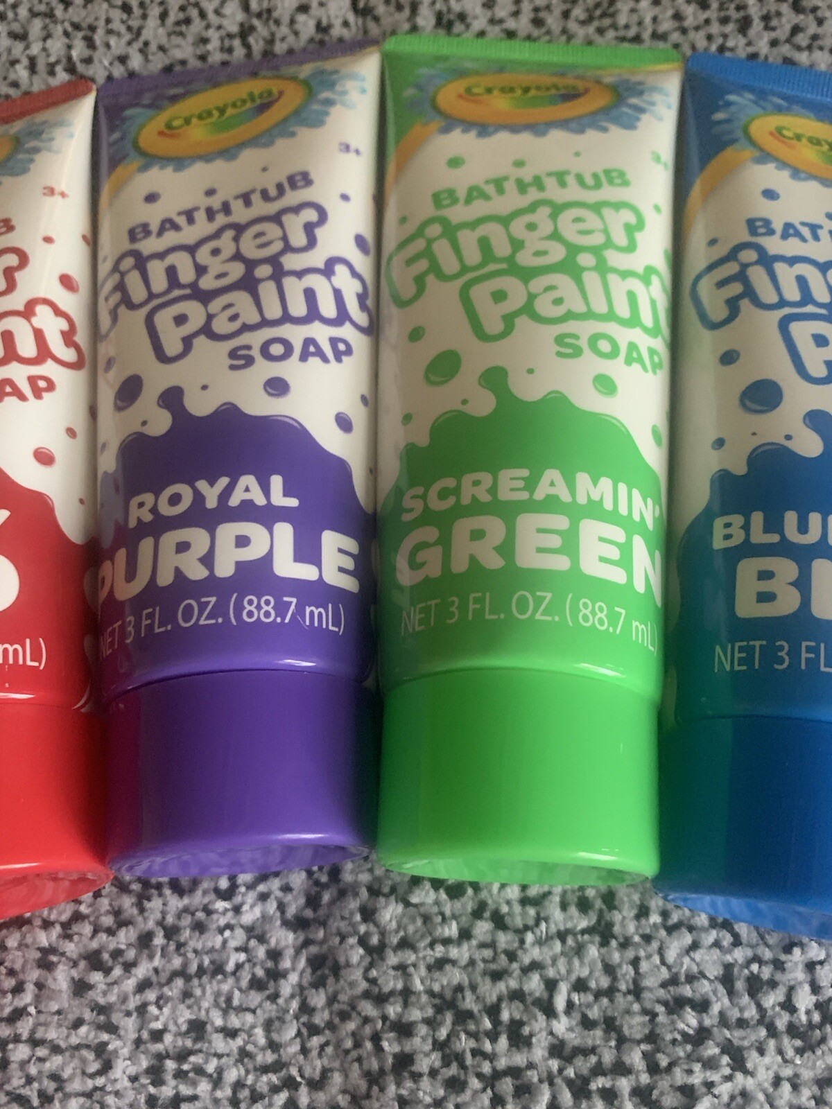 5PC SET: Crayola Bathtub Finger Paint Soap Kids 3oz: Red Blue Green Purple Pink
