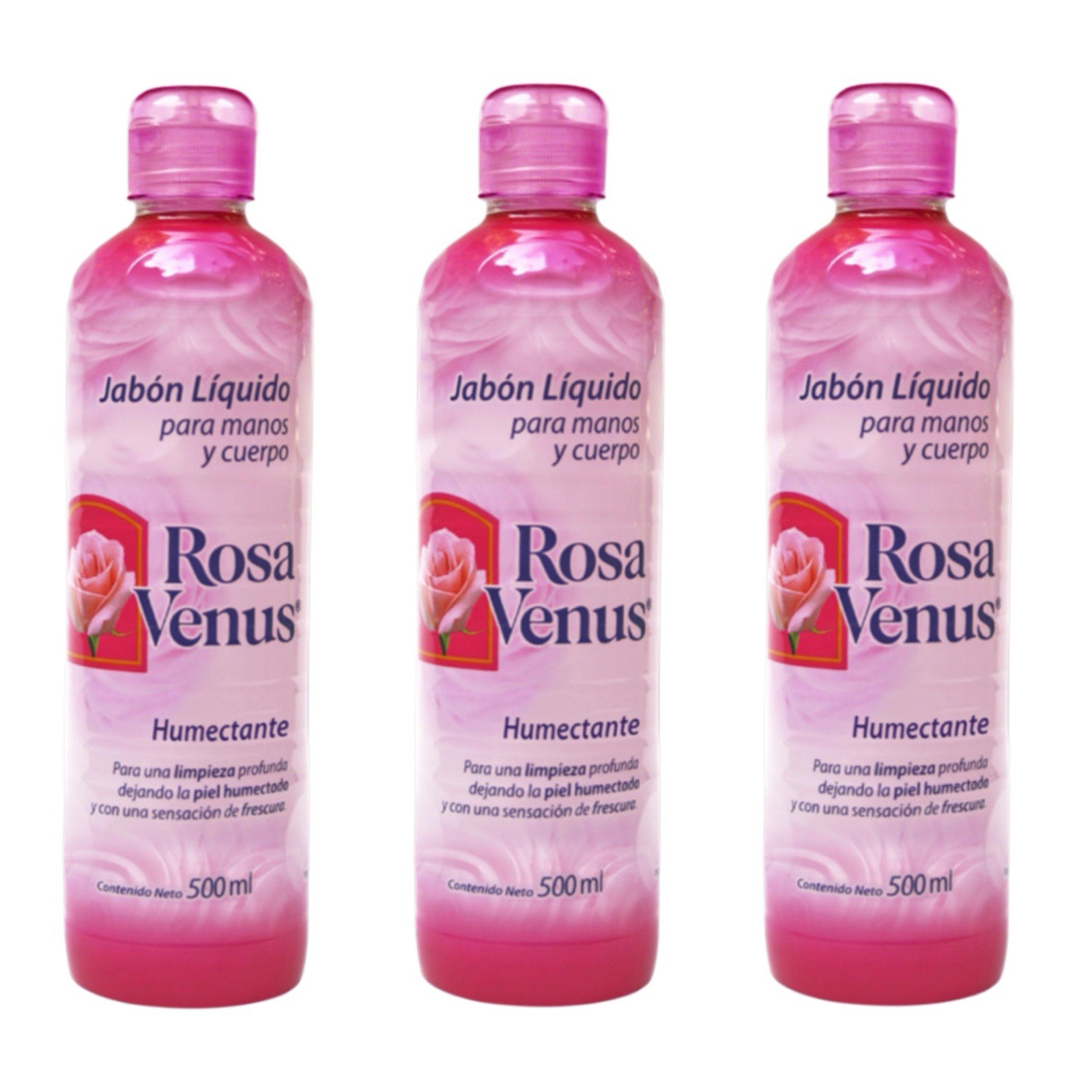 3X JABON LÍQUIDO 🇲🇽 ROSA VENUS – HUMECTANTE PARA MANOS Y CUERPO (500ml c/u)