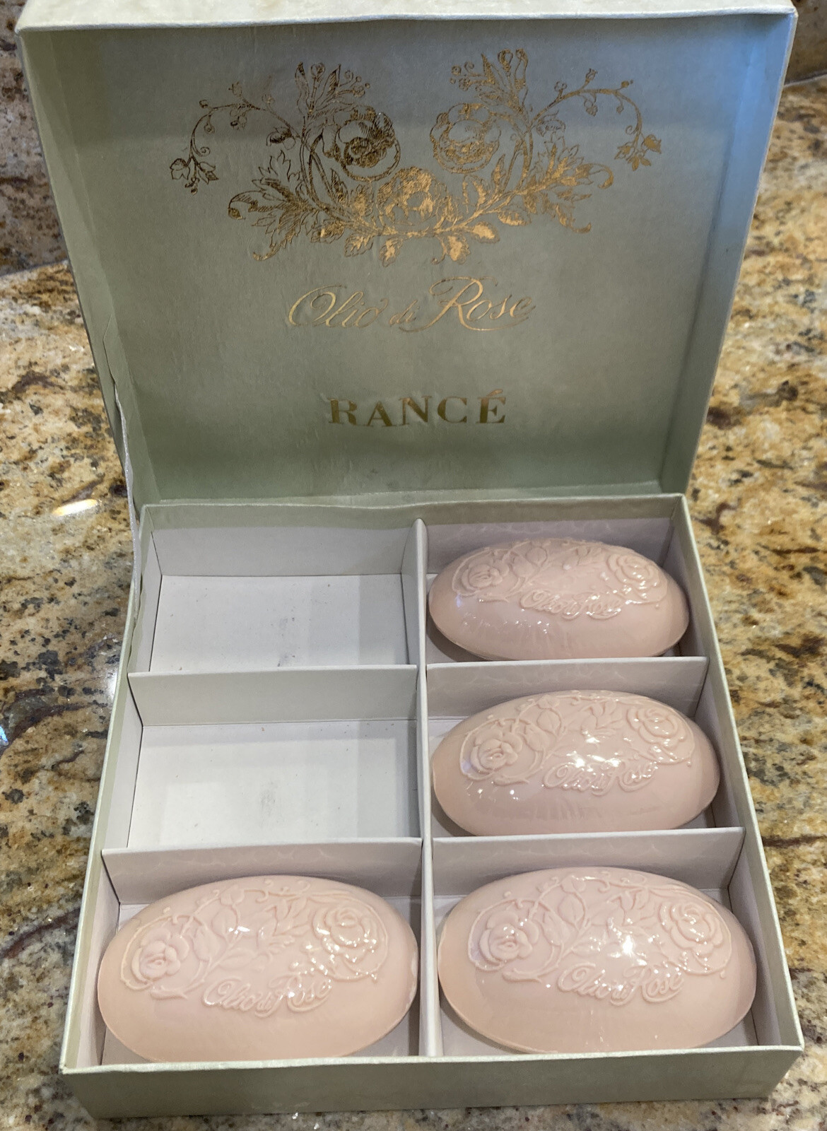 Rance 1795 Fine Soaps Gift Box Olio di Rose 4 x 100g Bars Wrapped Italy