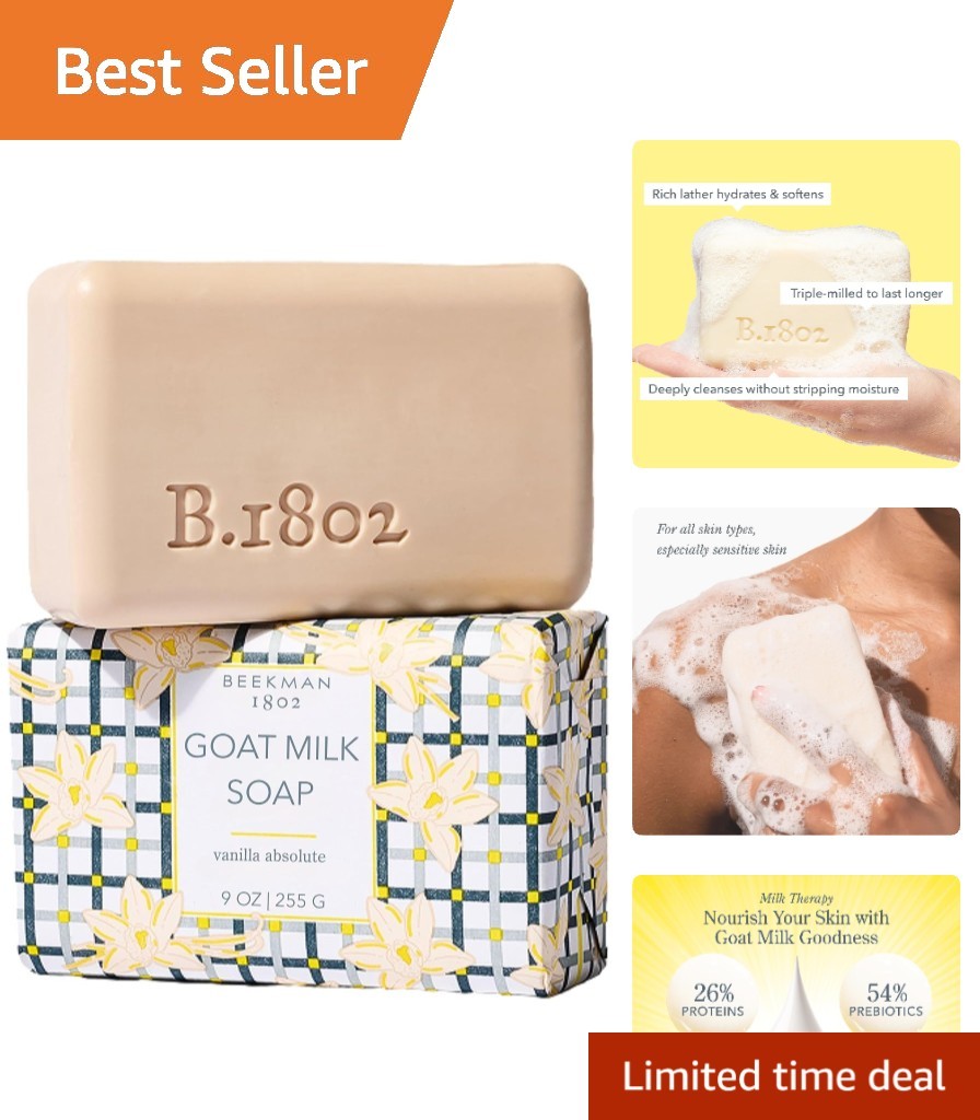 Luxurious Goat Milk Soap Bar, Vanilla Absolute 9 oz | Moisturizing & Soothing