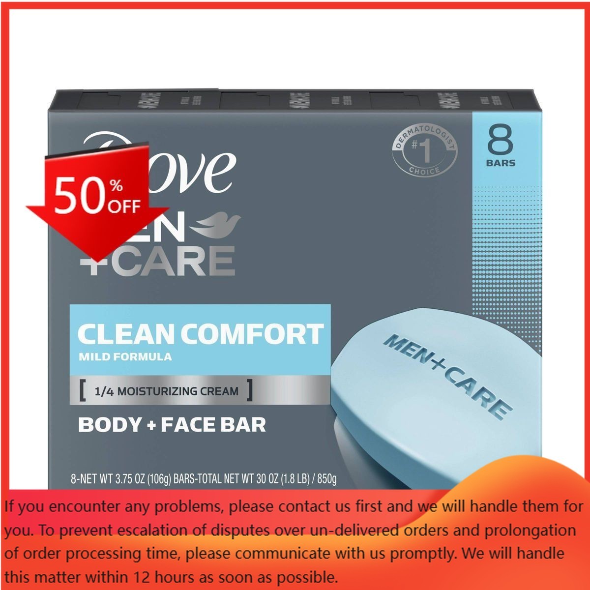 Dove Men+Care Clean Comfort Body & Face Bar Soap – 8pk – 3.75oz each: Parabe