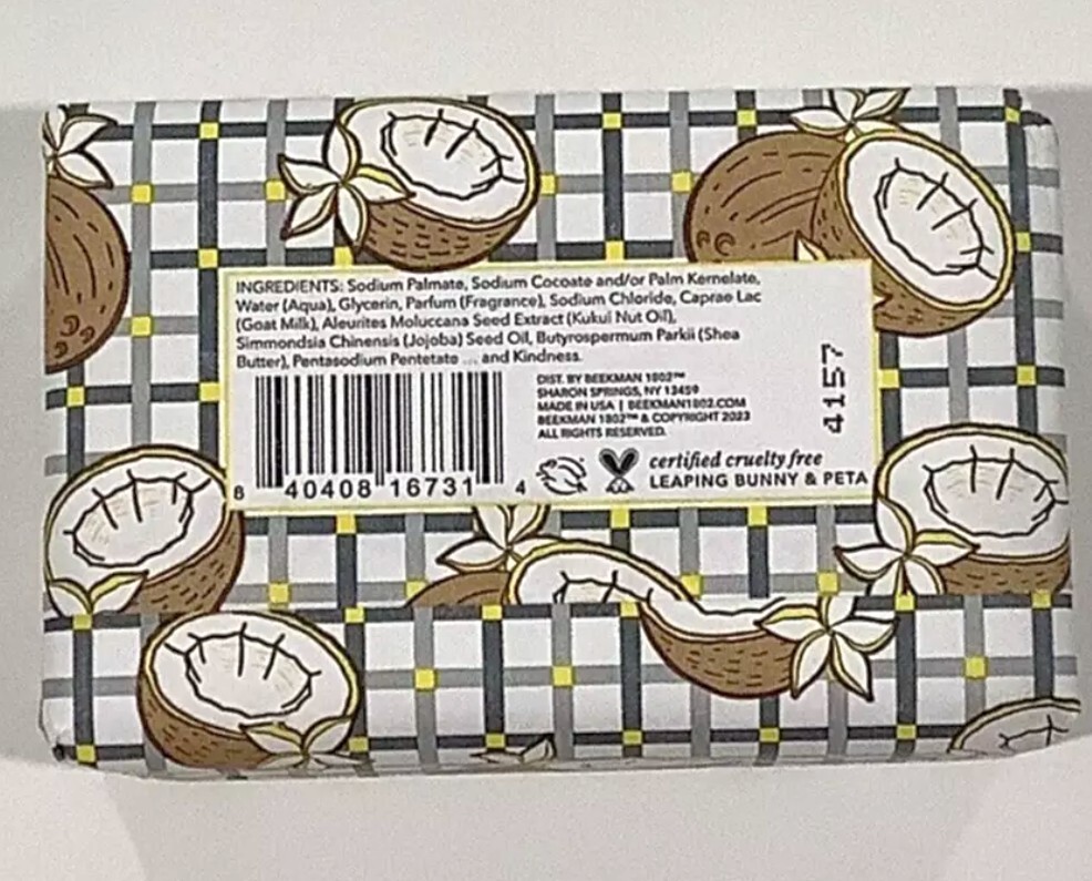 Beekman 1802 Coconut Cream Goat Milk Soap Large 9 oz. Bar x 2 New & Sealed