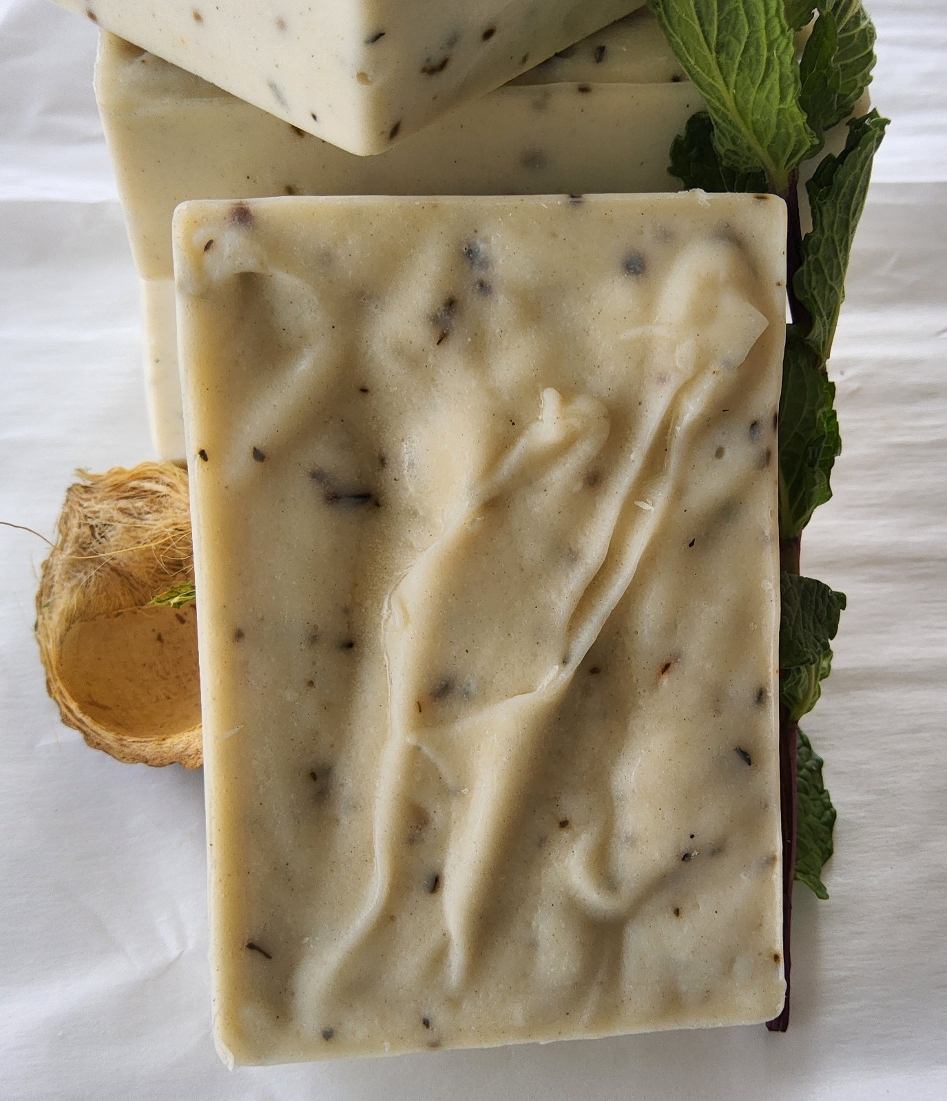 3 pcs Handmade Peppermint-Lavender-Bentonite Clay Natural Soap 3.5 oz each.