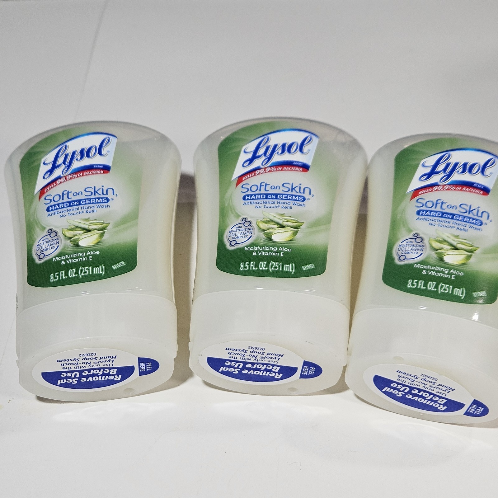 3 Lysol No-Touch Hand Soap System Refills Aloe Vera & Vitamin E 8.5 Fl Oz New