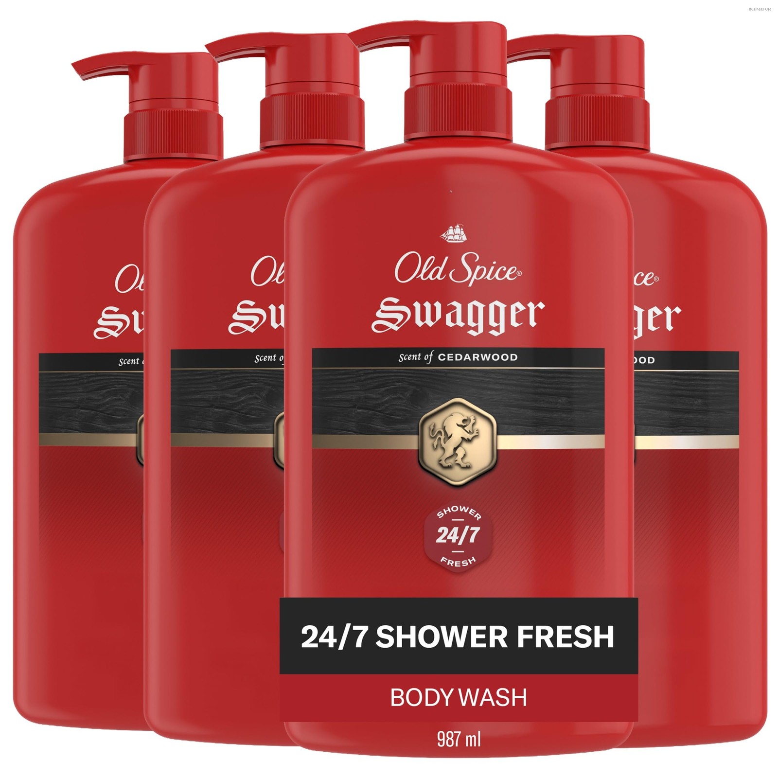 Old Spice Body Wash for Men, 24/7 Shower Fresh 33.4 Fl Oz (Pack of 4), red