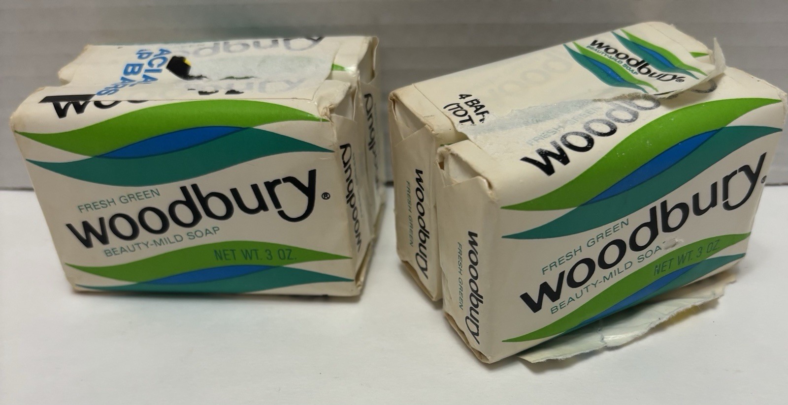 Vintage 4 Bars Woodbury Fresh Green Beauty-Mild Soap. New – Movie Prop 1970s USA