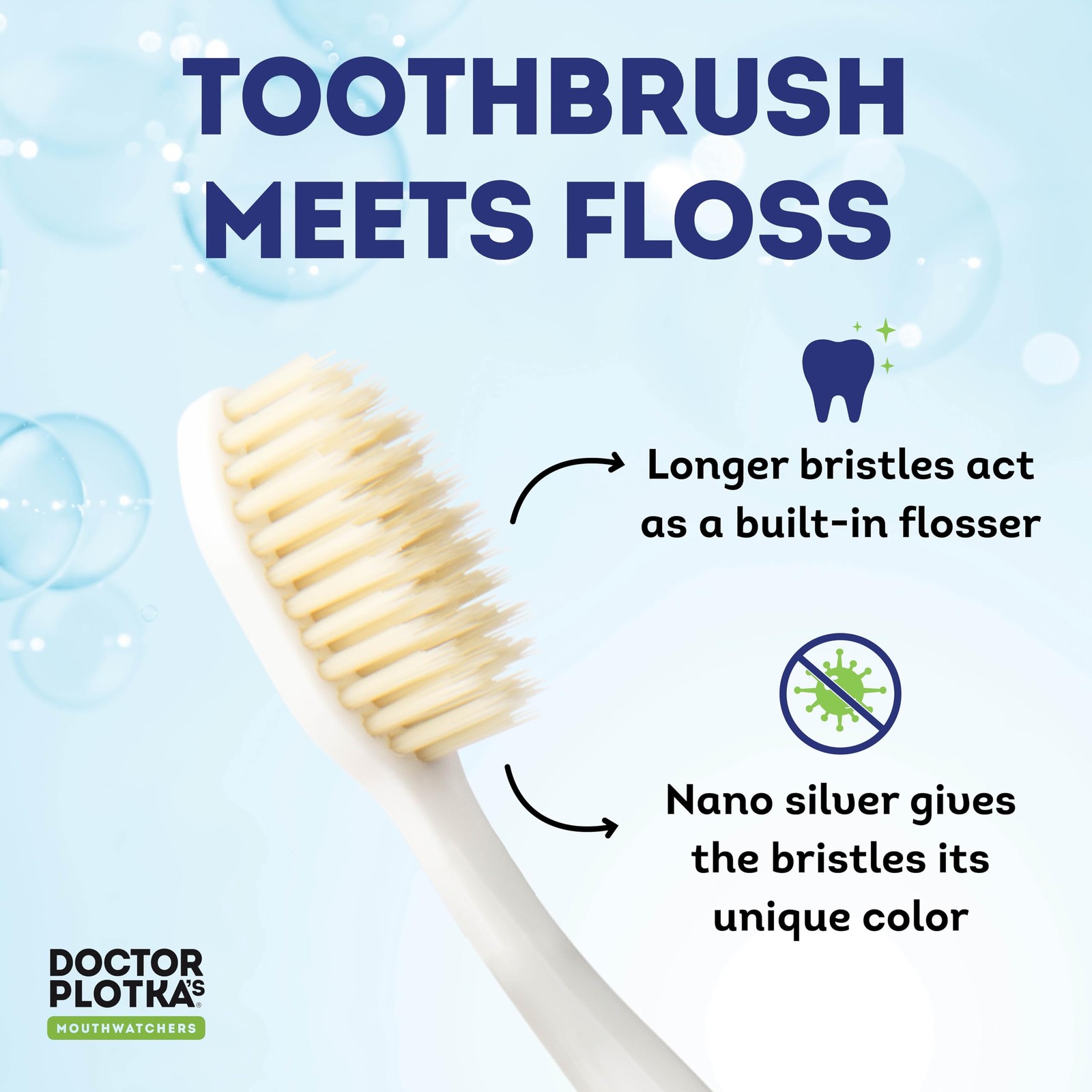 MOUTHWATCHERS Soft Flossing Manual Toothbrush for 1 Count (Pack of 1), Blue