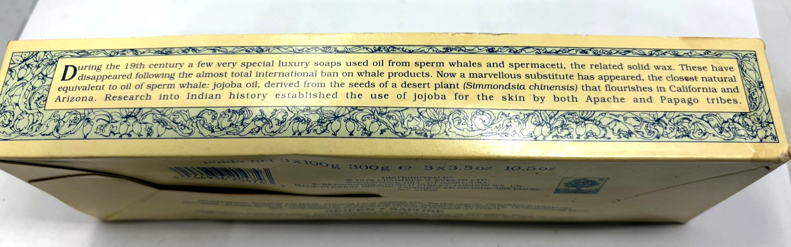 Vintage Crabtree & Evelyn Sea Shell Soap With Jojoba Oil 3×3.5 Oz Bar Soap Boxed