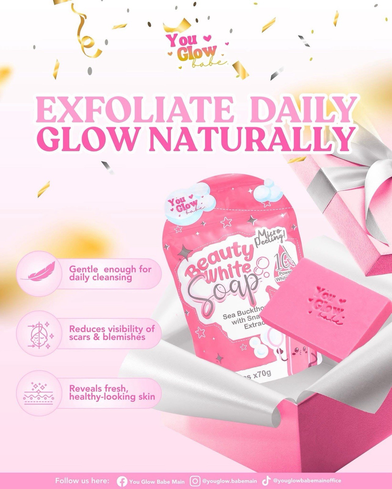 Beauty White Soap by You Glow Babe, 5 Bars x 70g