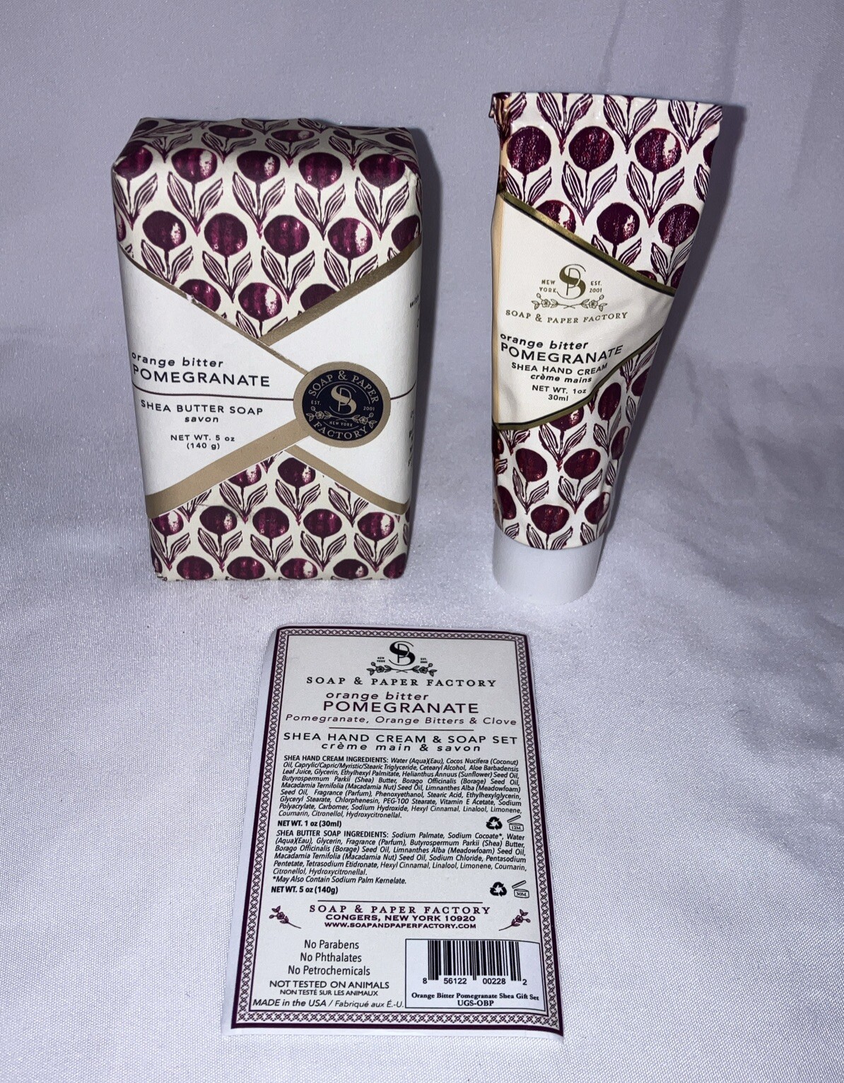 Soap&Paper Factory Set Of 1-Soap 5oz &1-Hand Cream Orange Bitter pomegran .
