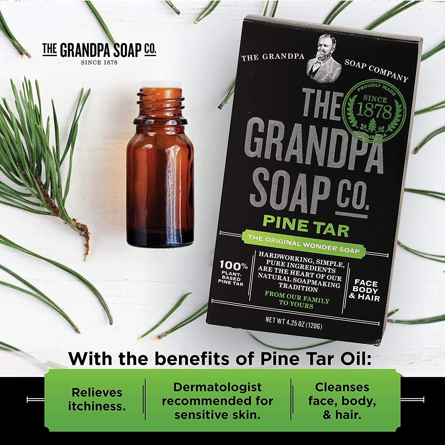 Grandpa’s Soap Pine Tar 4.25 oz (Pack of 4) 4.25 Ounce (Pack of 4)