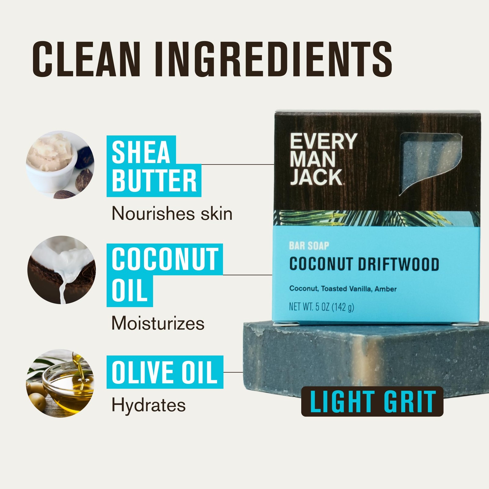 Every Man Jack Cold Processed Mens Bar Soap – Coconut + Driftwood Scent – Dee…