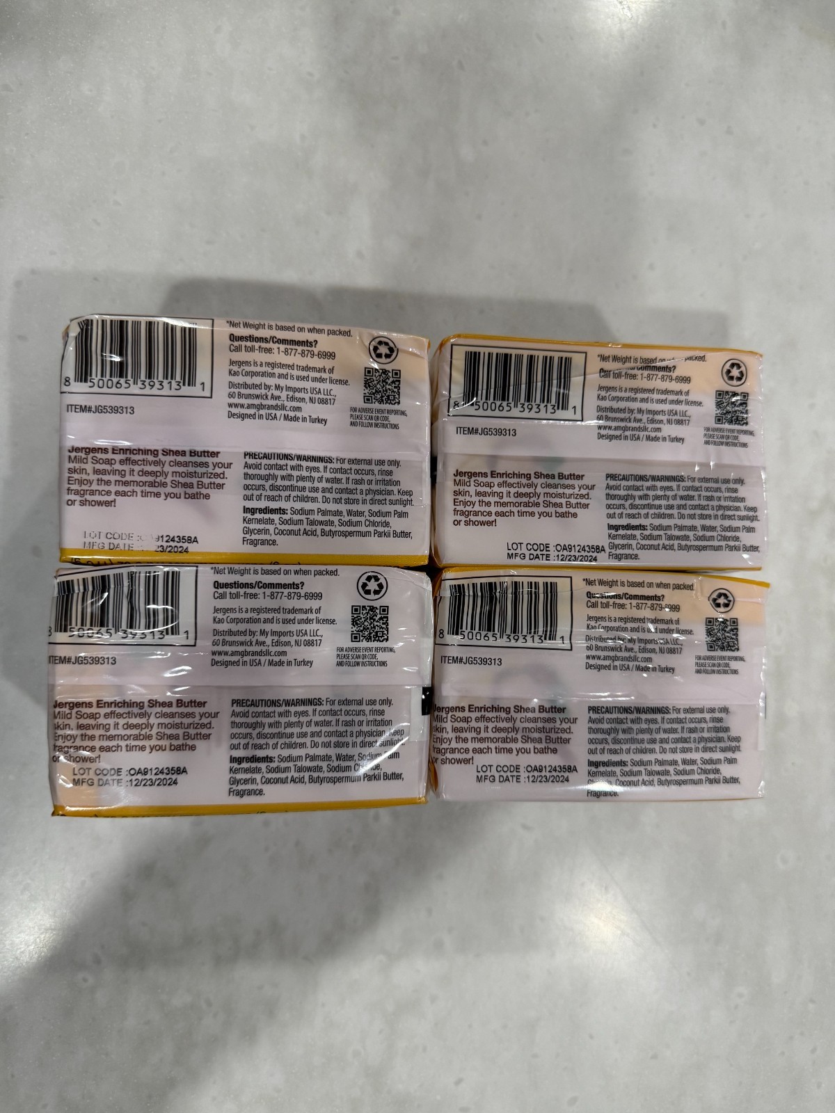 Jergens Shea Butter Mild Soap Enriching – 8 Bars (4x 2 Pack) – 3 Oz Each
