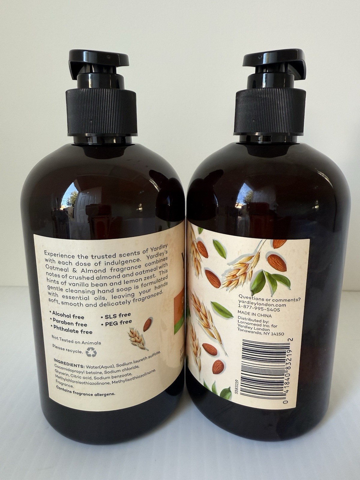 Lot of 2 Yardley Oatmeal Almond Moisturizing Liquid Hand Soap 14 Fl Oz Each