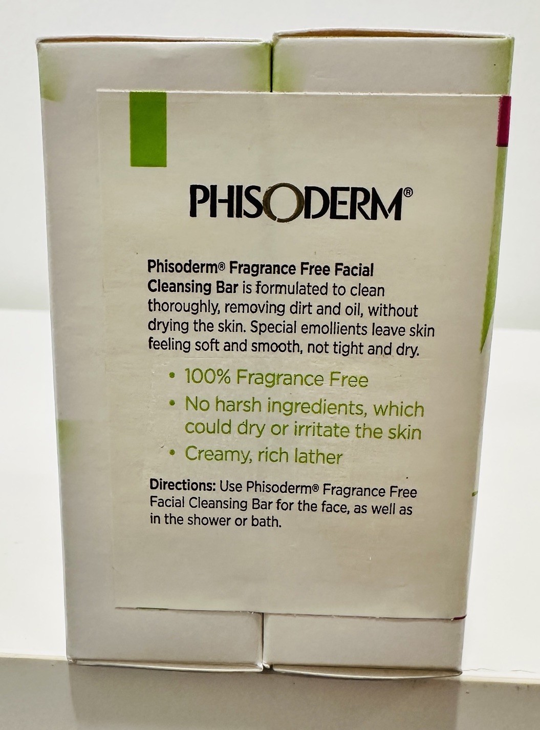 Phisoderm Fragrance Free Facial Cleansing Bar Soap 2 Bars 3.3 oz ea NEW