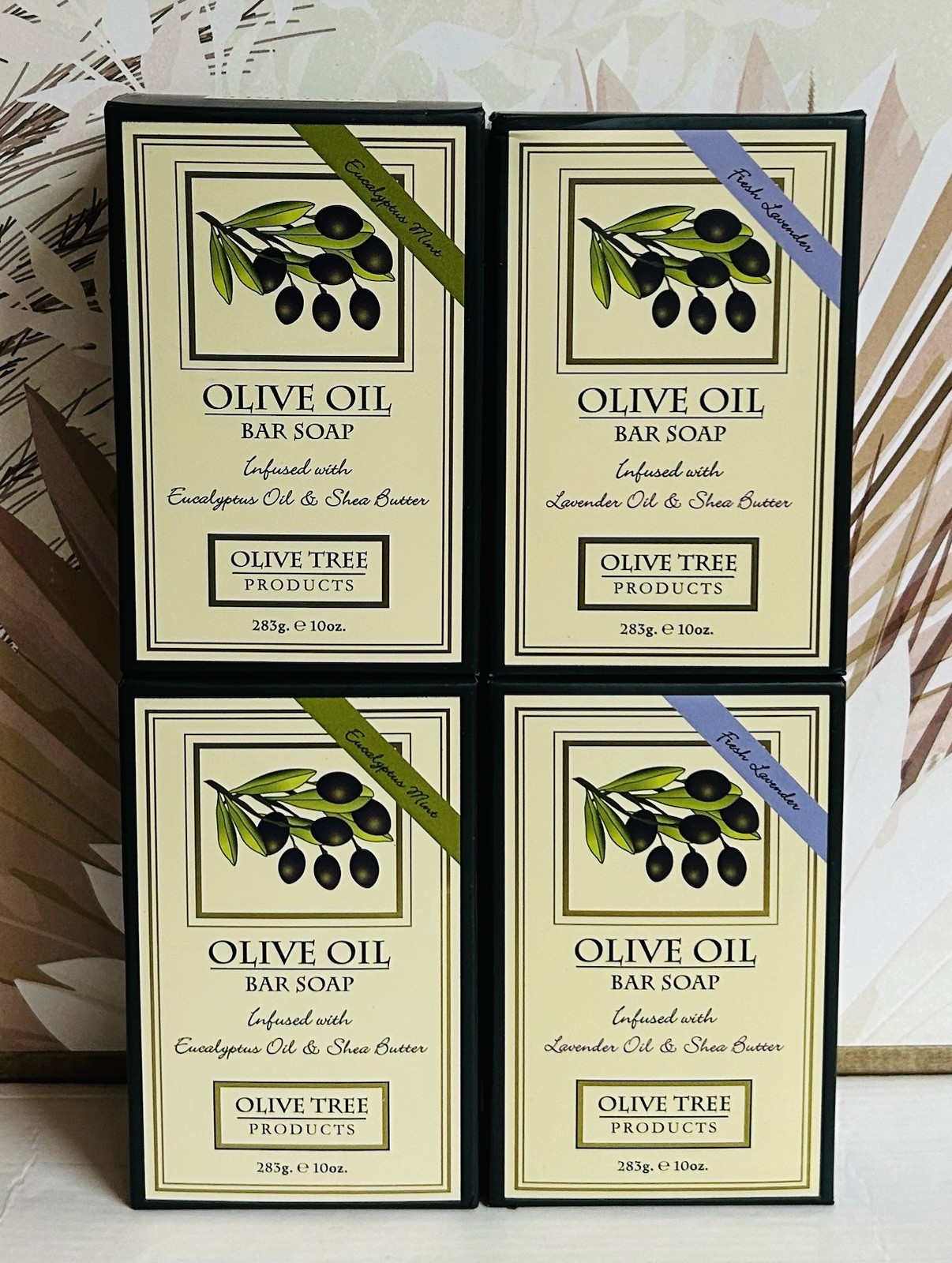 4-Pack Olive Tree Products ~ Eucalyptus Mint & Fresh Lavender Bar Soap 10 oz