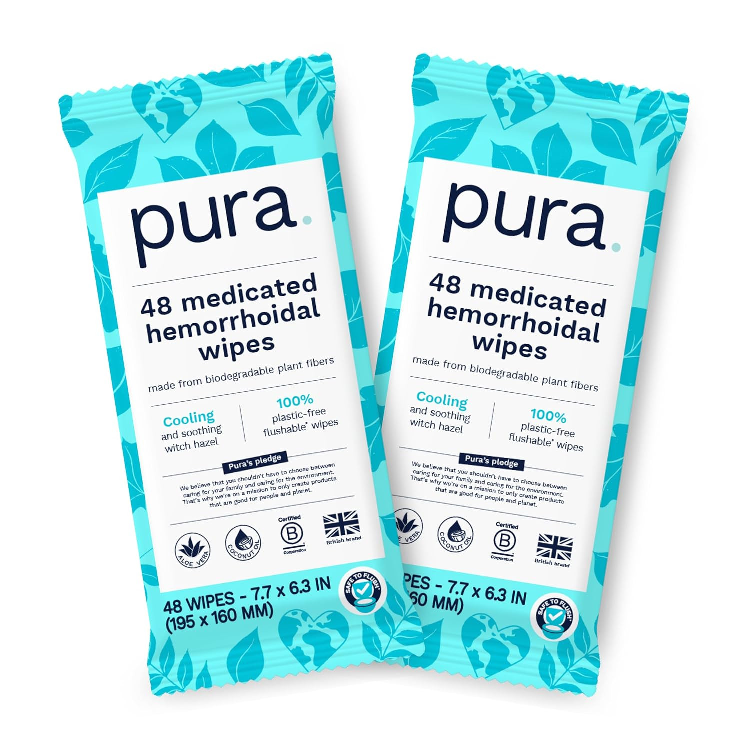 XL Flushable Hemorrhoid Wipes, 2 Packs of 48 (96 Wipes), Extra Large Medicate…