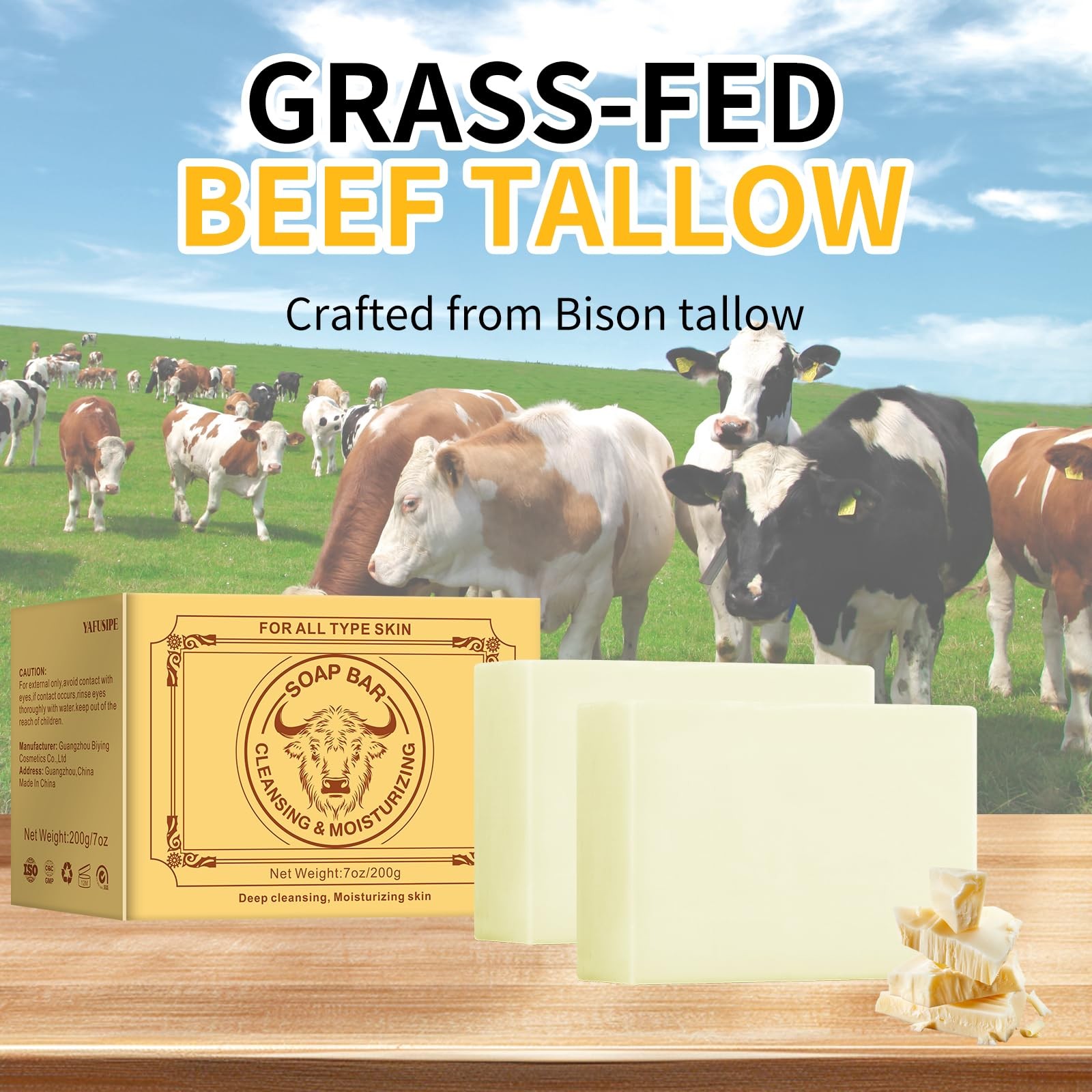 Beef Tallow Soap Bar, Natural Grass Fed Tallow Soap, Unscented Bar Soaps for …