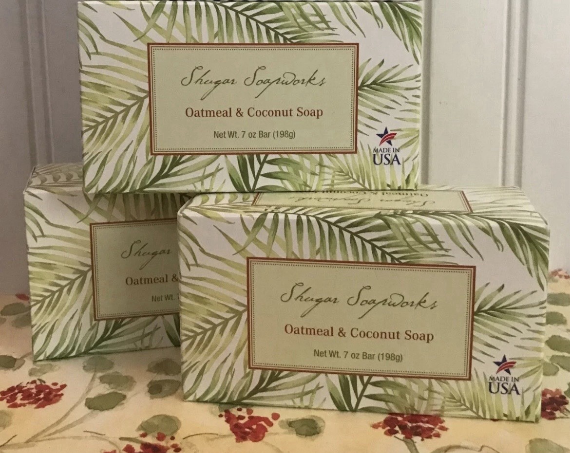 3 SHUGAR SOAP WORKS OATMEAL COCONUT BAR BATH SOAP 7 OZ each