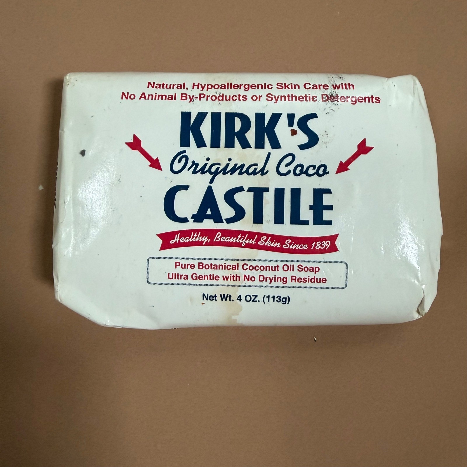Kirk’s Original Coco Castile Natural Coconut Oil Bar Soap 4 oz Hypoallergenic