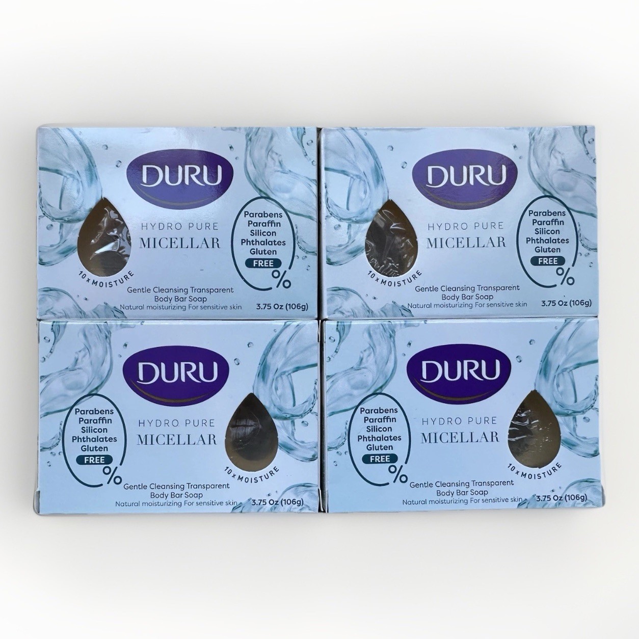 4x Duru Hydro Pure Micellar Body Bar Soap Transparent 3.75 oz Lot Exp: 07/2028
