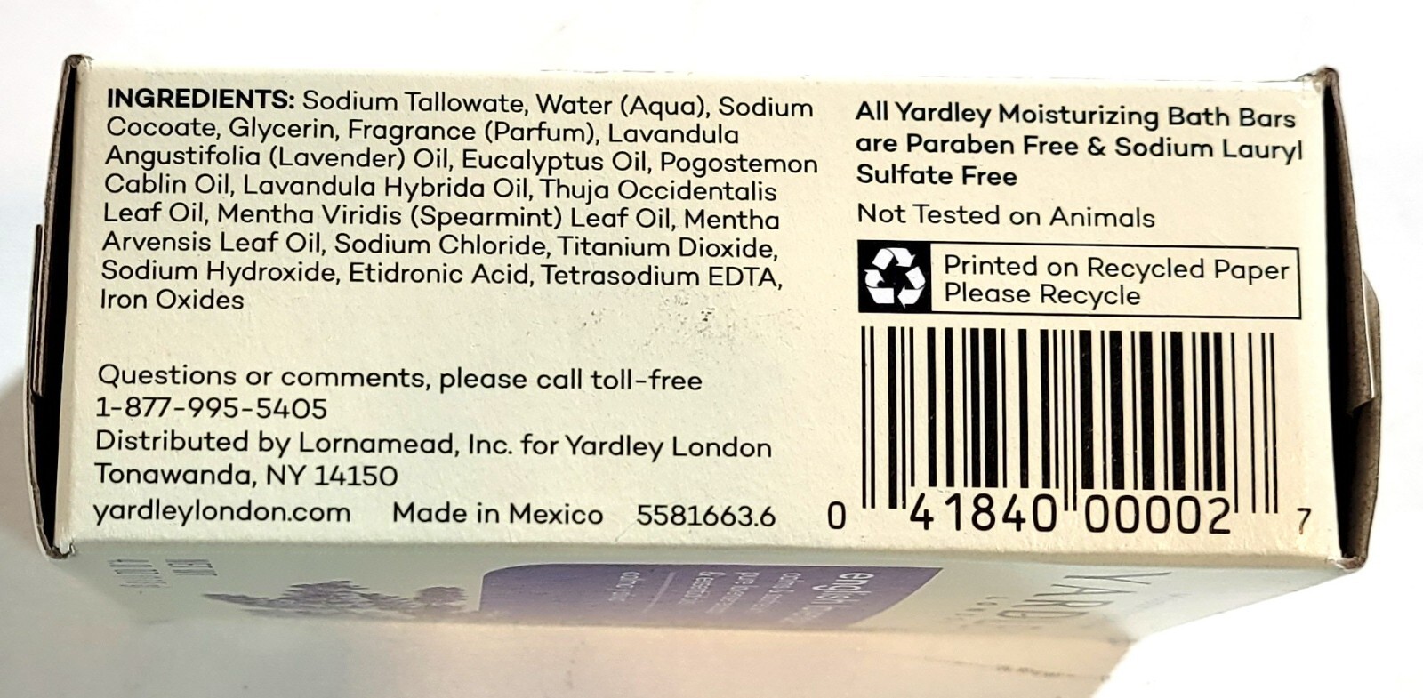 Lot Of 4 Yardley Moisturizing Bath Bar English Lavendar, 4.0 OZ Ea Boxed Bars