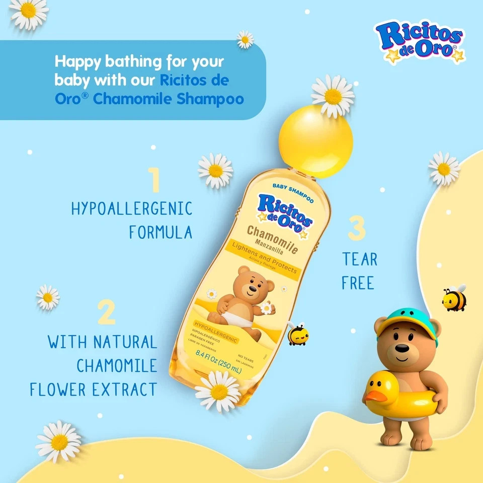 Ricitos De Oro Baby Cleansing Bar Soap with Extract Calming Effect, Chamomile,