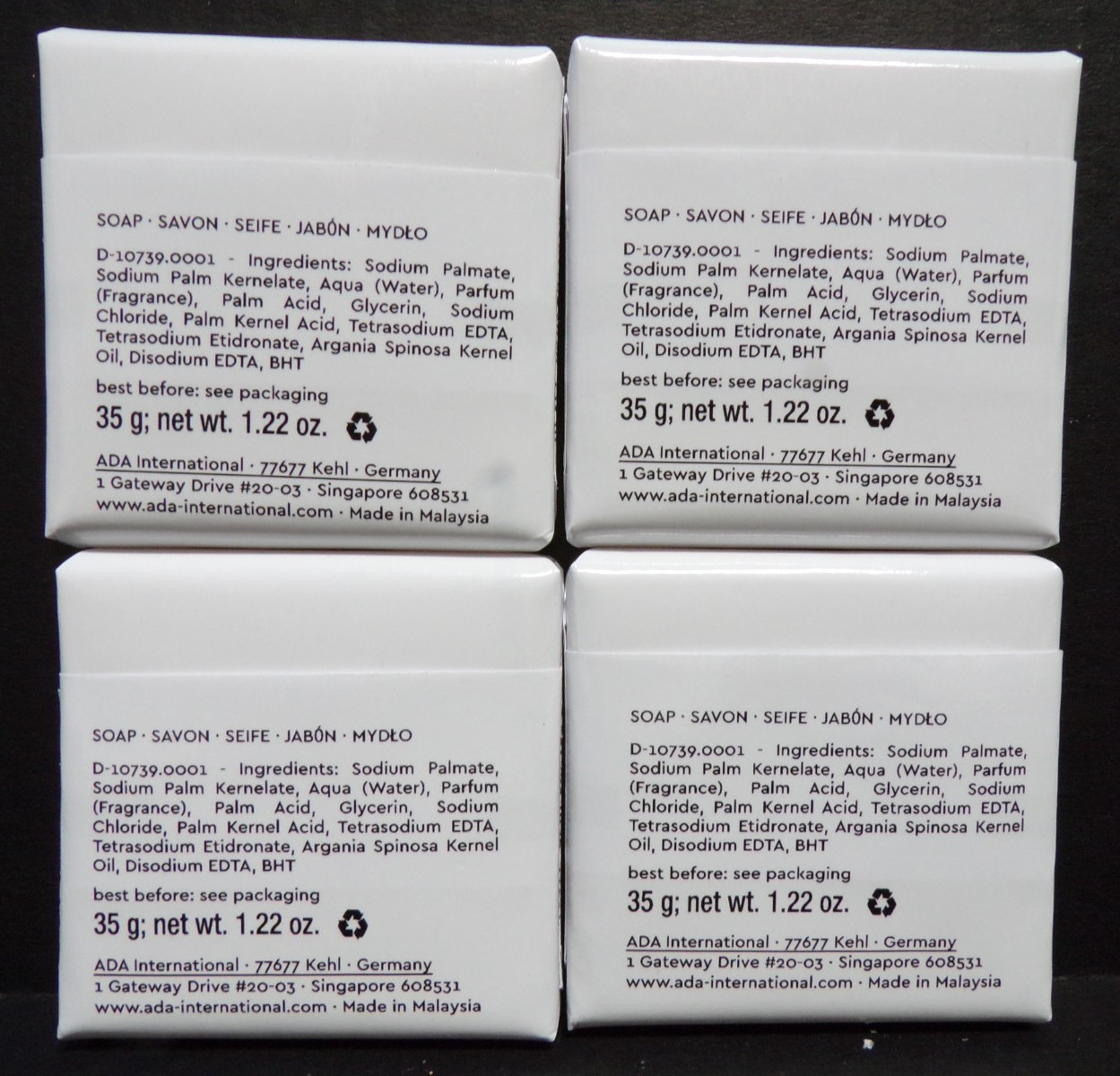 4 NEW BALMAIN PARIS MINI HAND SOAP TRAVEL SIZE BARS 35g 1.22oz. MADE IN MALAYSIA