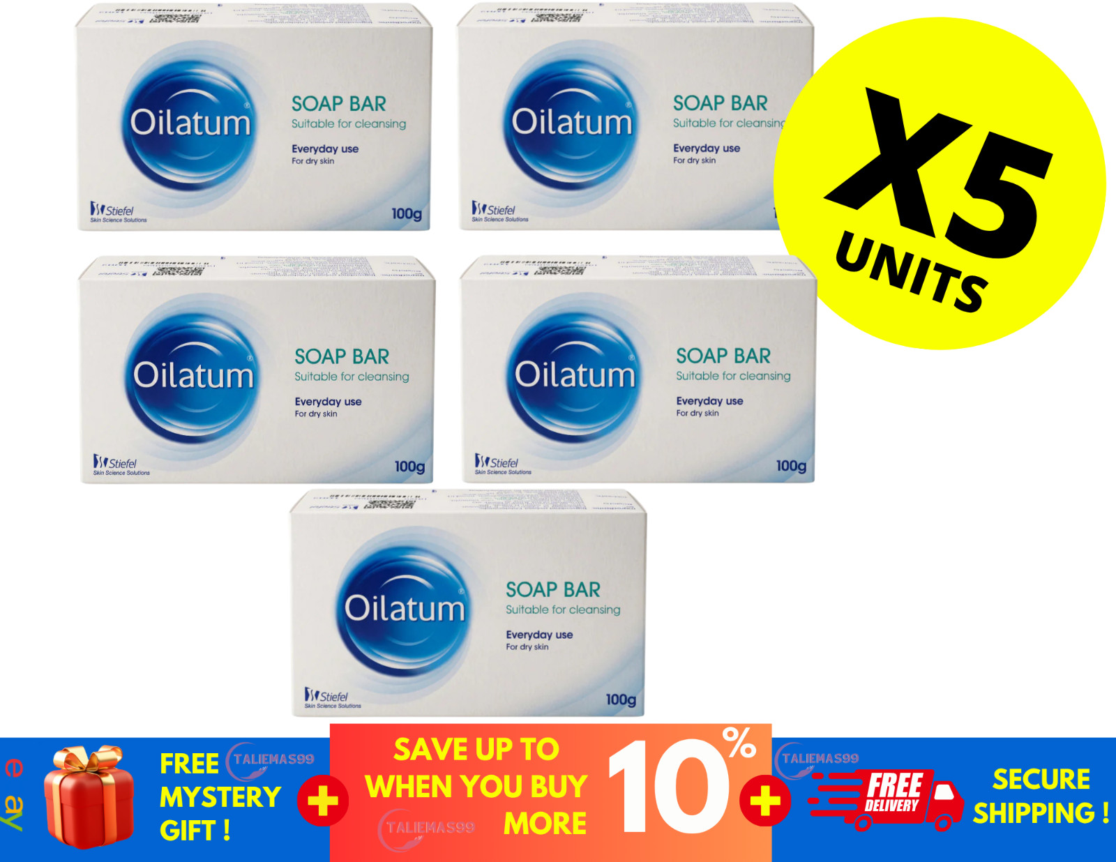 5 Boxes OILATUM Bar SOAP For Dry Skin 100g Gently Cleanses Moisturizes