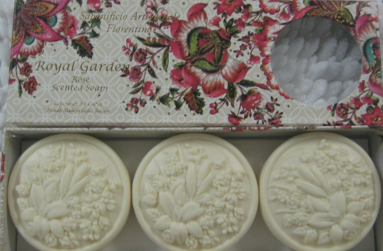 SAPONIFICIO ARTIGIANALE FIORENTINO Royal Garden SCENTED Soaps 3 x 4.40 oz