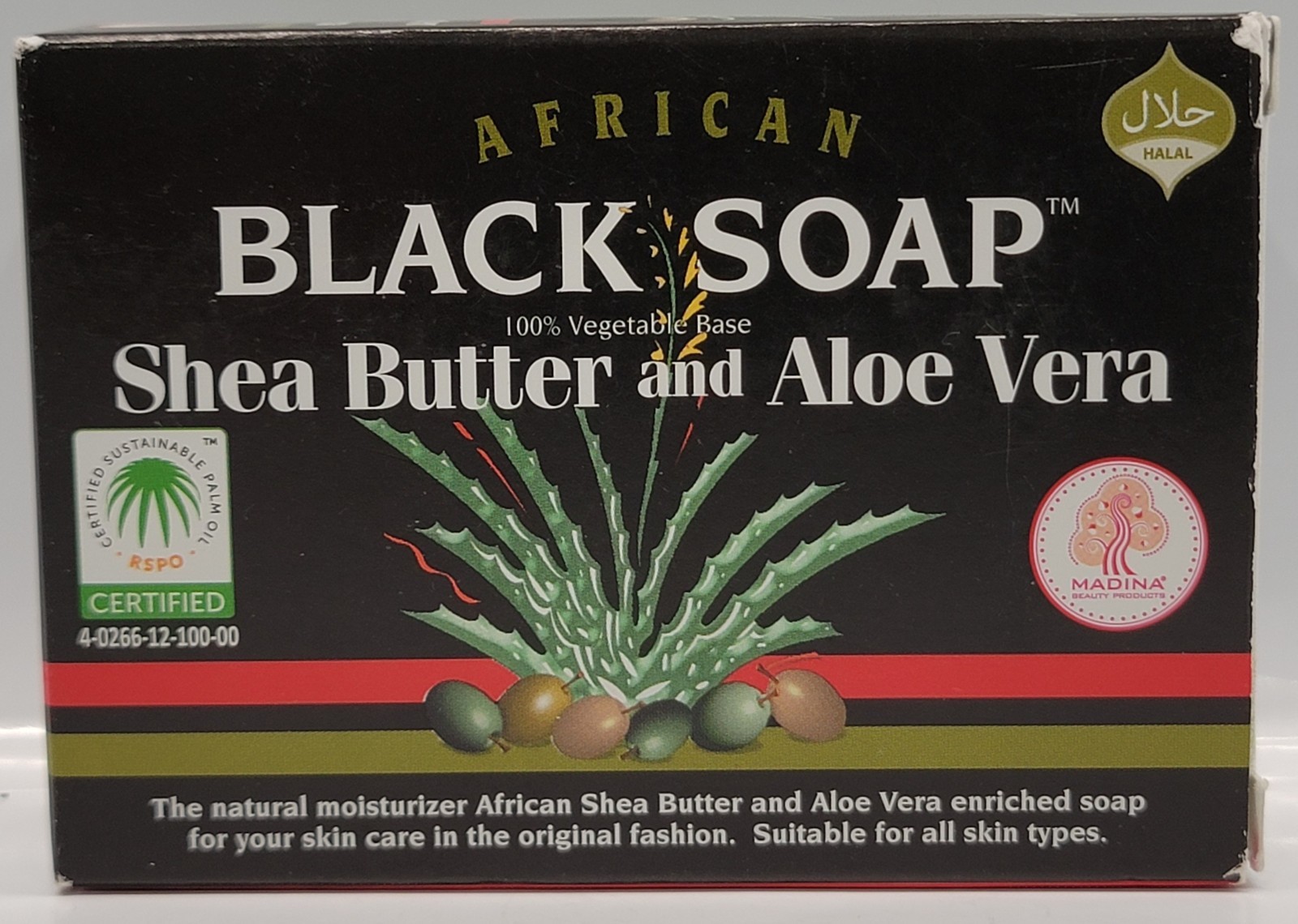 African Black Soap Shea Butter Aloe Vera 3.5 oz Bar 100% Vegetable Base Soap