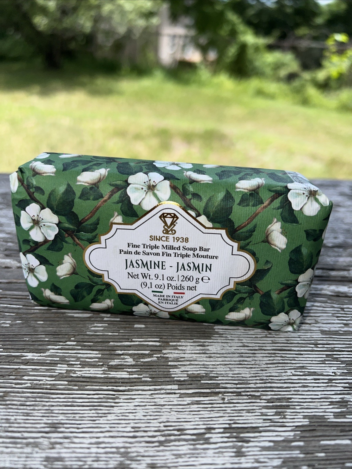 Diamante Italian Luxury Bath Bar Soap Jasmine scented 9.1oz fine triple milled