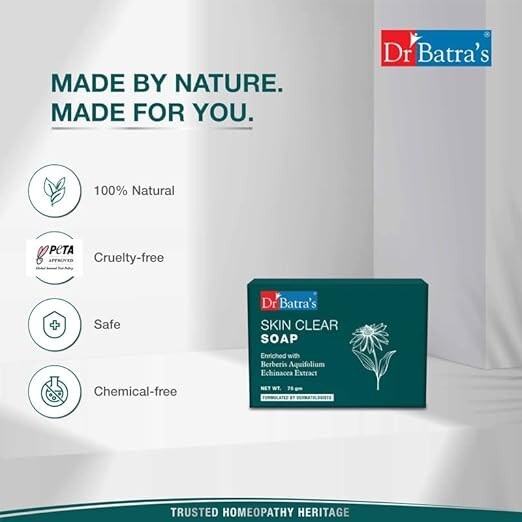 Dr Batra Skin Clear Soap, Enriched with Berberis aquifolium,Echinacea 75g x 4