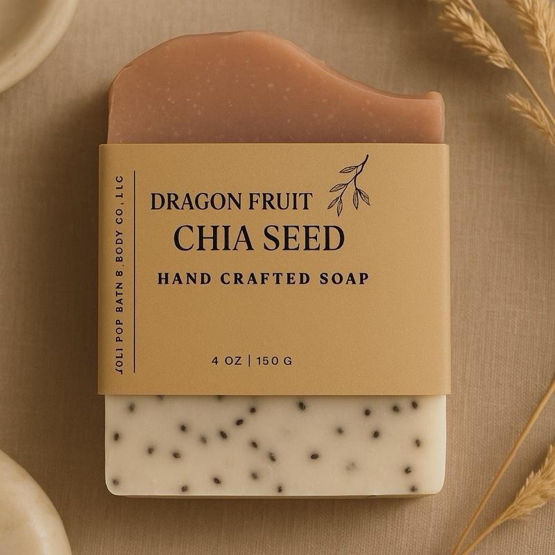 Dragon Fruit & Chia Seed Soap 4 oz Natural Body Care Scented