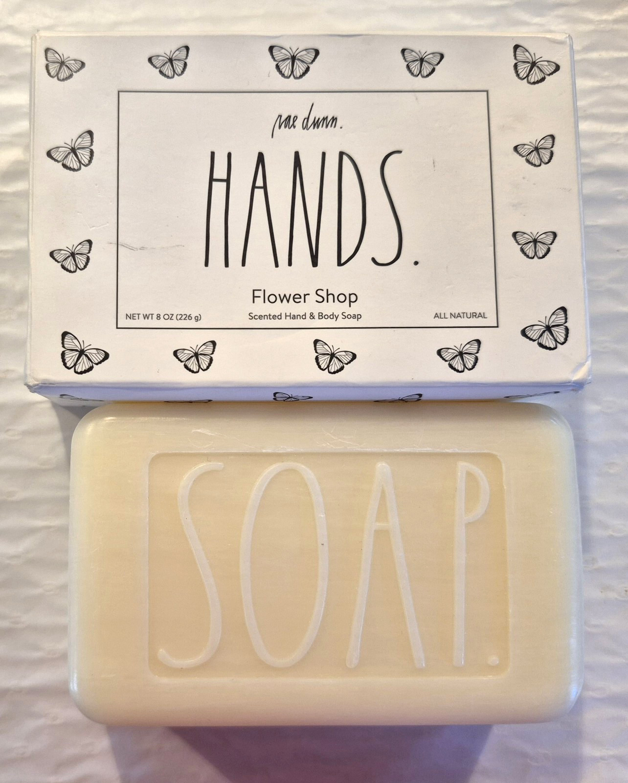 Rae Dunn HANDS Flower Shop Scented Hand & Body Soap Bar 8 oz USA NEW In Box