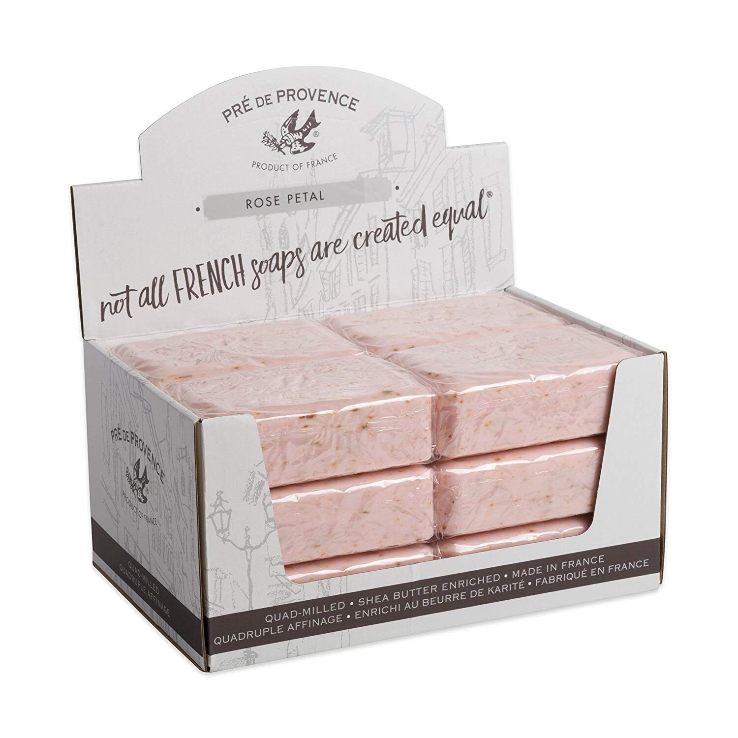 Pre de Provence ROSE PETAL Case 12 x 250 Gram French Soap Bath Shower Bars Shea