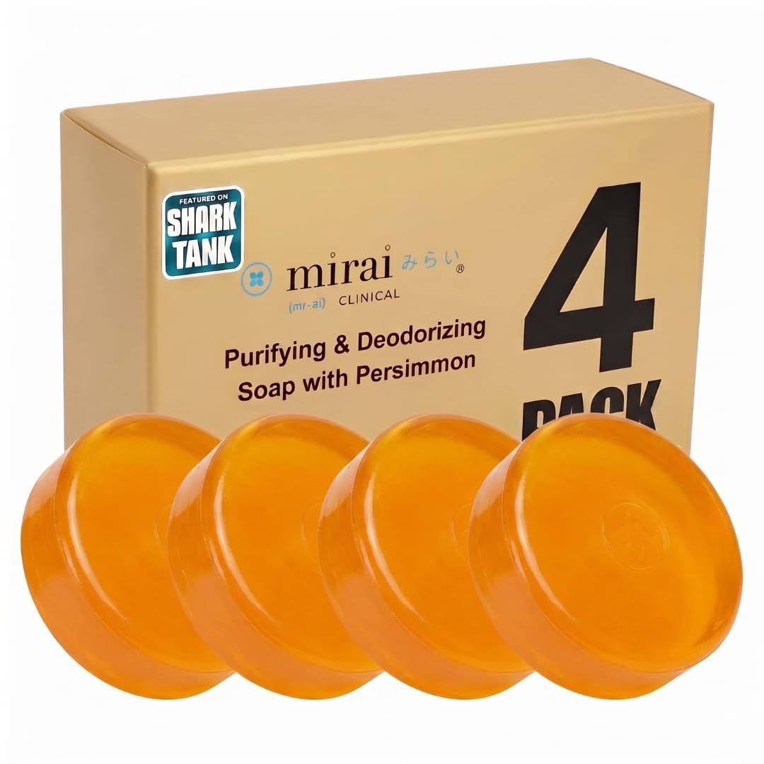 Persimmon Soap Bar for Body Odor – 4 Pack (100g Each) – Deodorizing & Purifying,