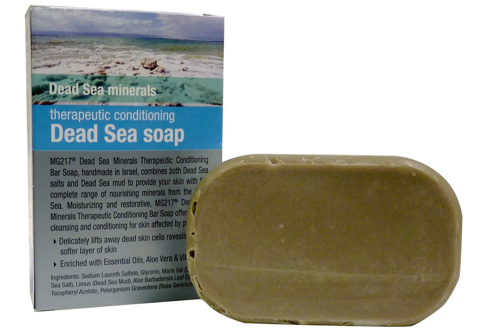 MG217 Psoriasis Dead Sea Exfoliating Bar Soap – Dead Sea Salt, Mud, Aloe Vera,
