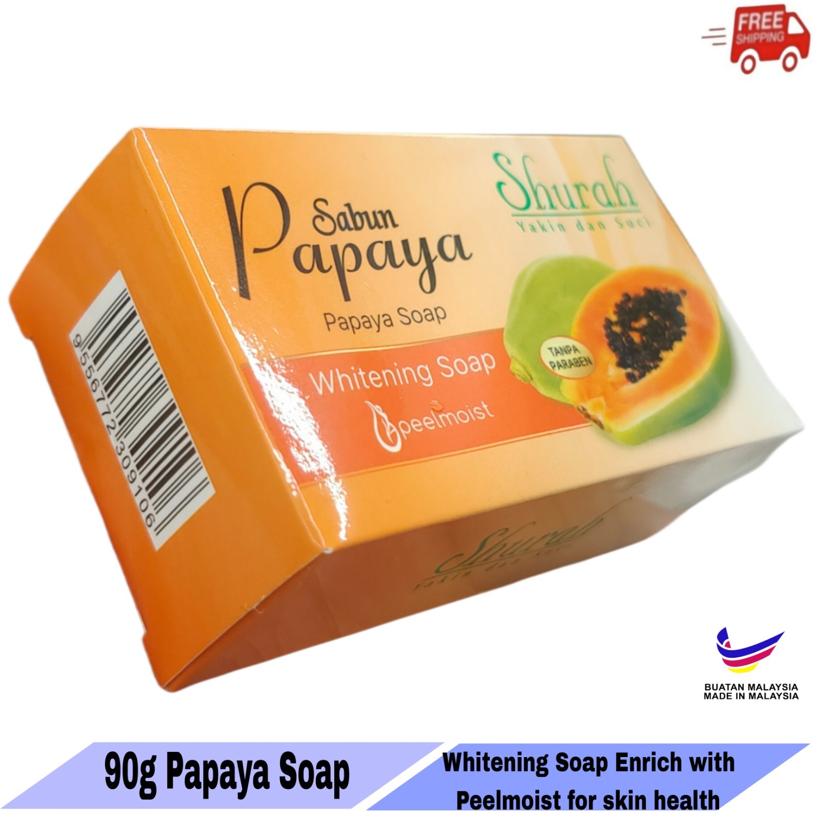 2x Papaya Extract Whitening Soap with Peelmoist for Skin Moisture-FREE SHIPPING