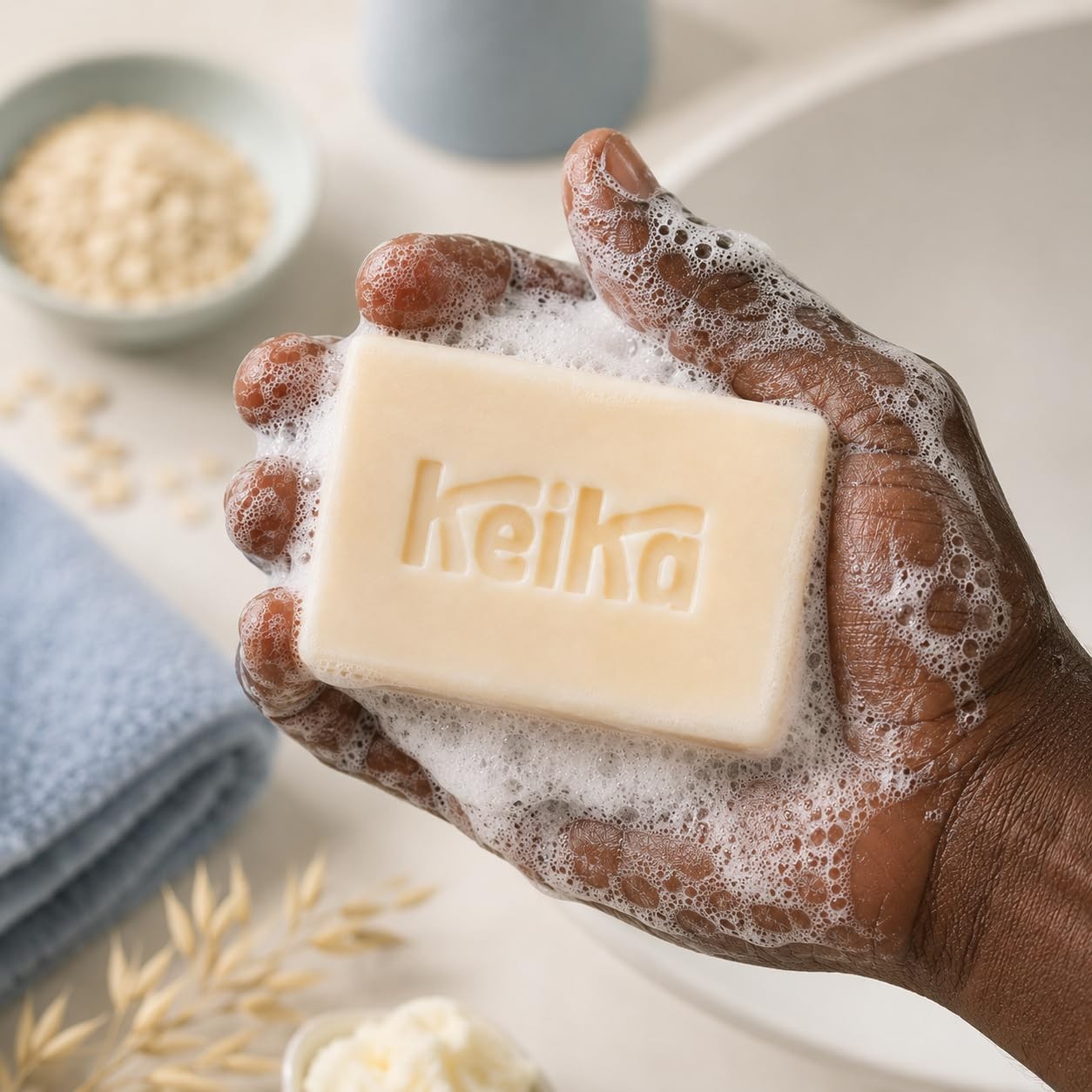 Keika Unscented Baby Soap Bar 5 oz for Sensitive Skin Eczema Psoriasis