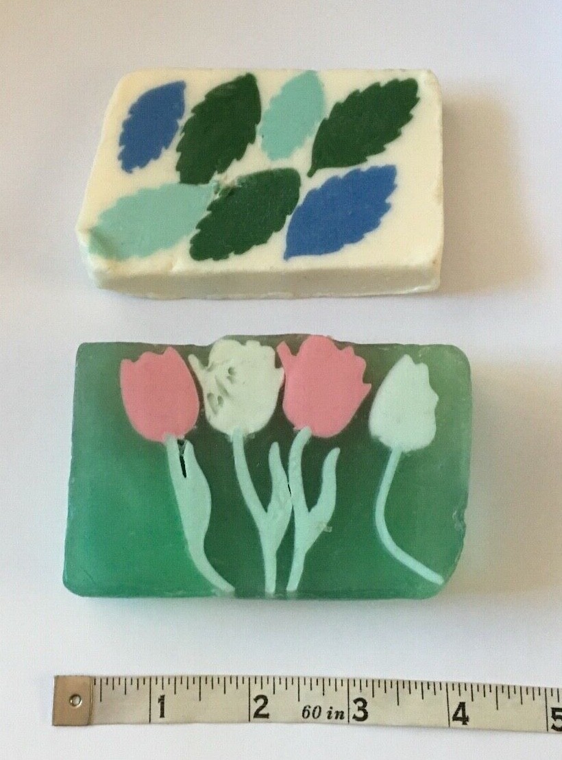 2 Bars- Handmade Organic Soap Light Fresh Breeze Scent Leaves / Tulips 8.6oz.