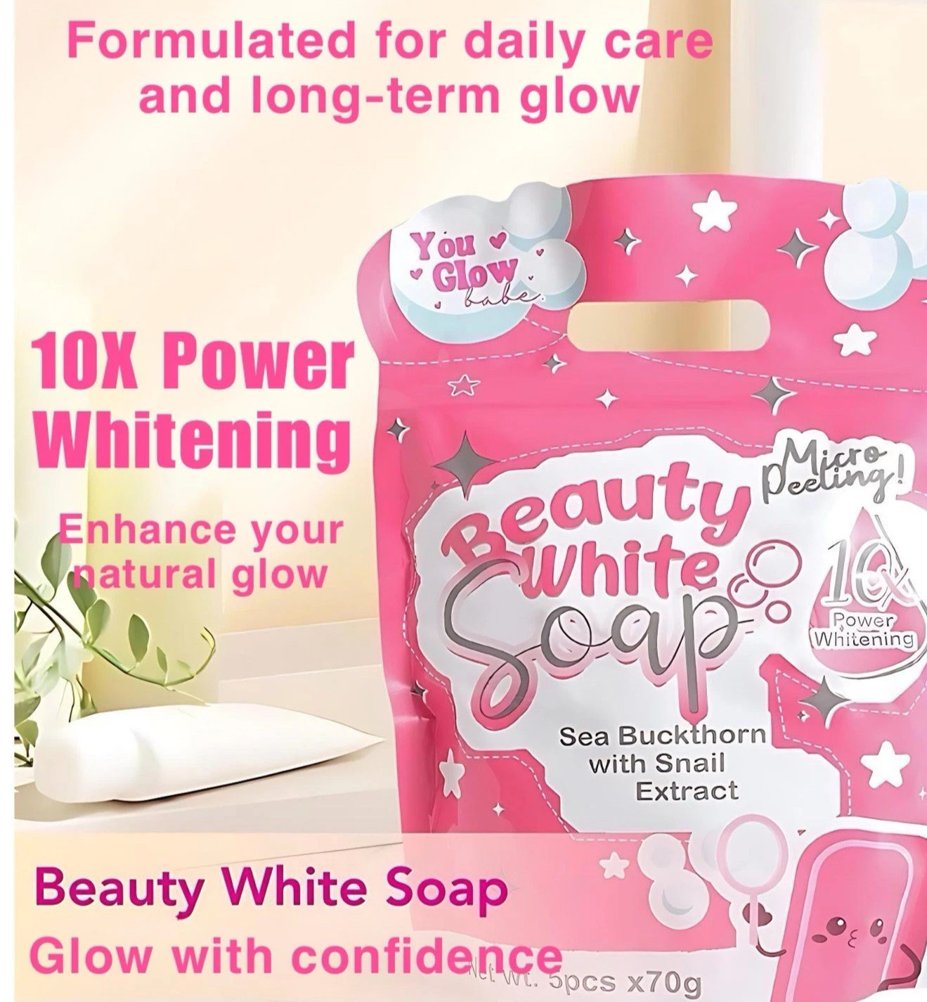 Beauty White Soap by You Glow Babe 5 Bars x 70g – 2 Pack