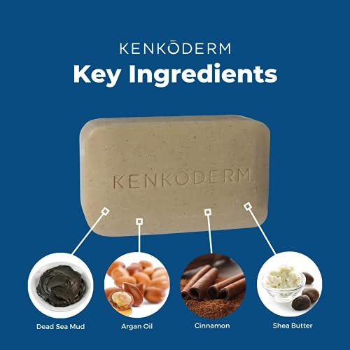 Kenkoderm Psoriasis Dead Sea Mud Soap with Argan Oil & Shea Butter 4.25 oz | …
