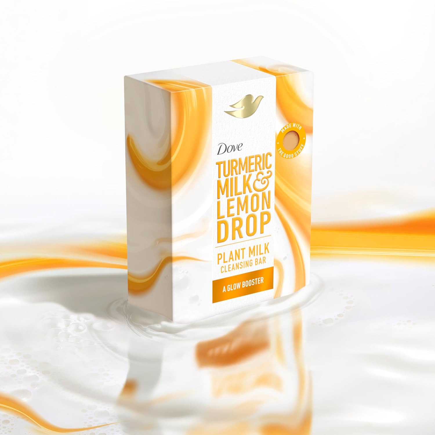 Dove Plant Milk Cleansing Bar Soap Turmeric Milk & Lemon Drop Glow Booster 4 Cou