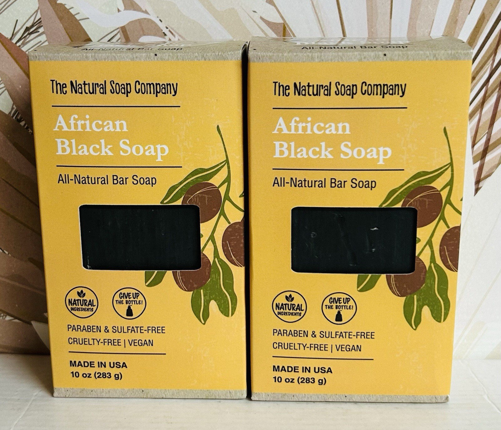 2-Pack African Black Soap with Coconut Oil, Shea Butter & Charcoal 10 oz Each