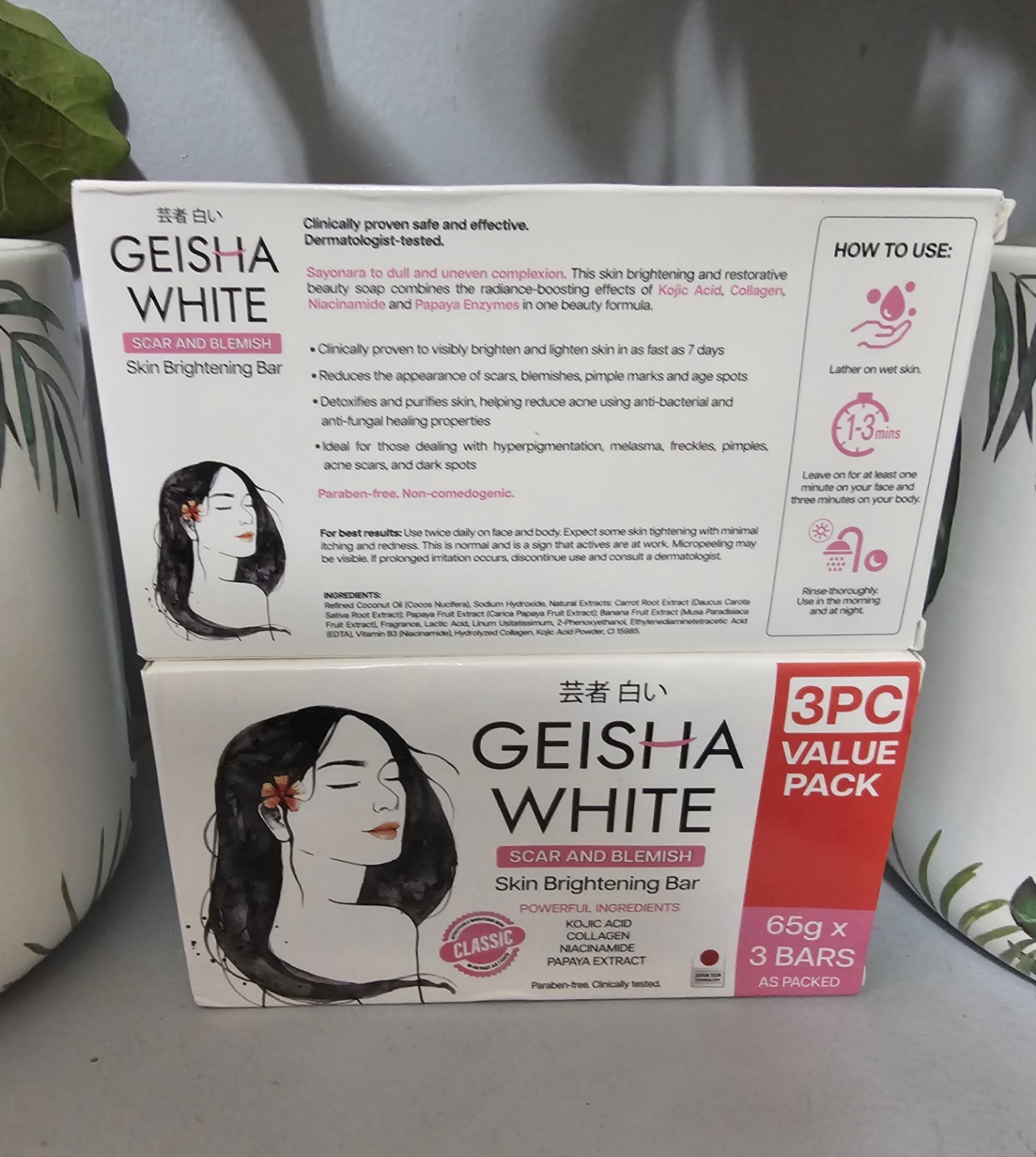 1 Box Geisha White CLASSIC skin Brightening Bar Soap SCAR & BLEMISHES💯👍👌