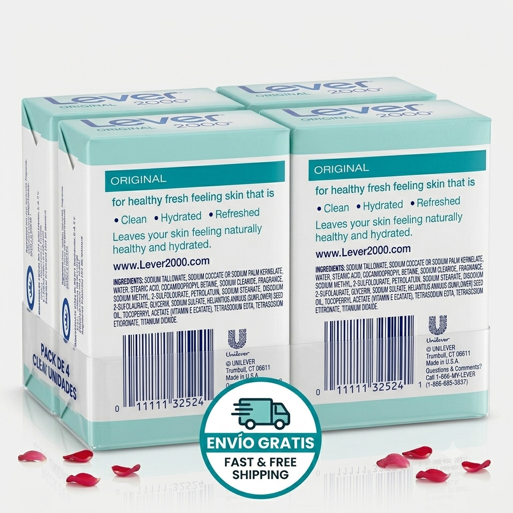Lever 2000 Original Bar Soap 4 Pack Refreshingly Clean Bath Body Soap Bars