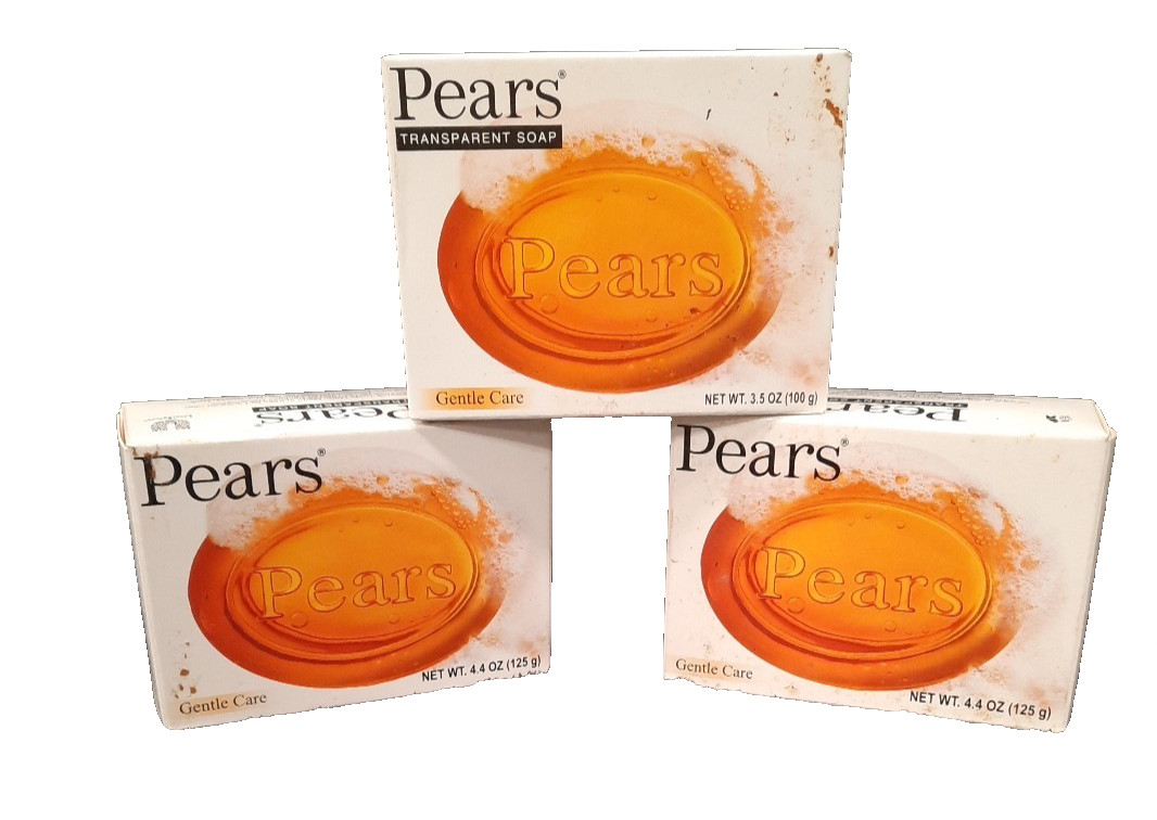 Pears Pure & Gentle Plant Oils Transparent Bar Soap Amber 3.5 oz Lot Of 3